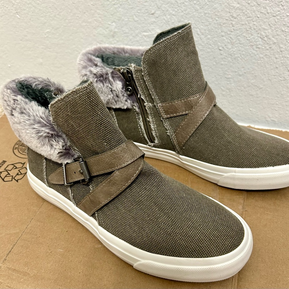 Blowfish Brown High-Top Sneakers with Faux Fur Size 8